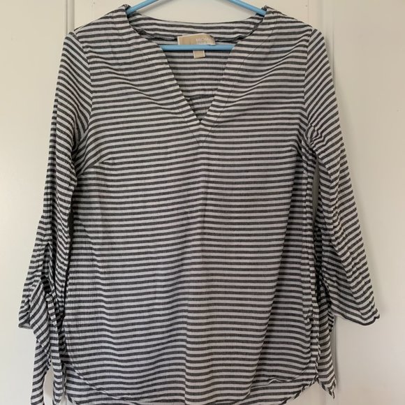 Michael Kors Tops - Michael Kors Striped V Neck Long Sleeve Blouse